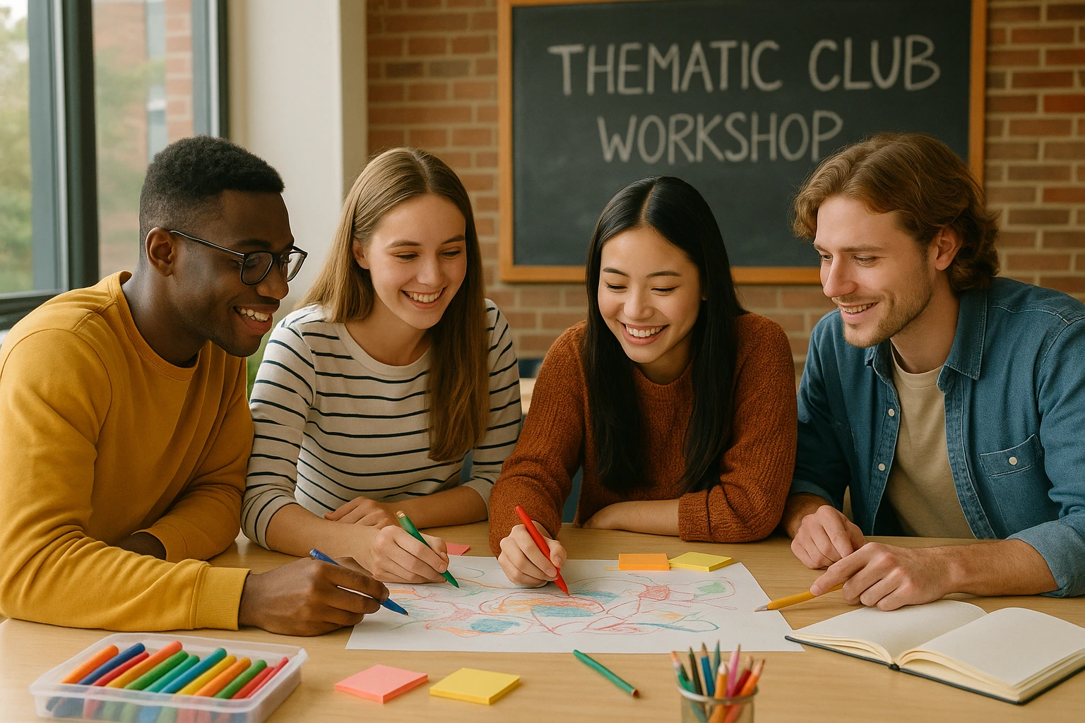 Étudiants participant à un club thématique sur le campus